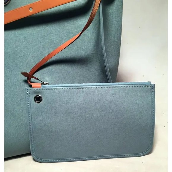 Hermes Blue Canvas Toile Herbag Tote - Picture 8 of 9
